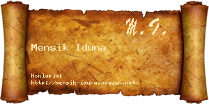 Mensik Iduna névjegykártya